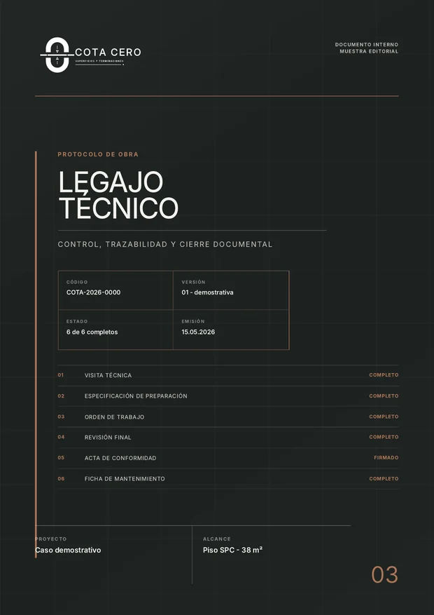 Portada demostrativa del legajo técnico